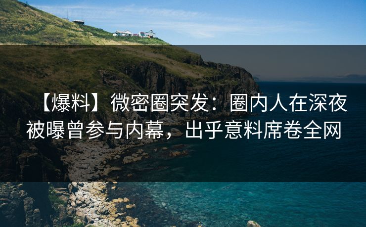 【爆料】微密圈突发：圈内人在深夜被曝曾参与内幕，出乎意料席卷全网