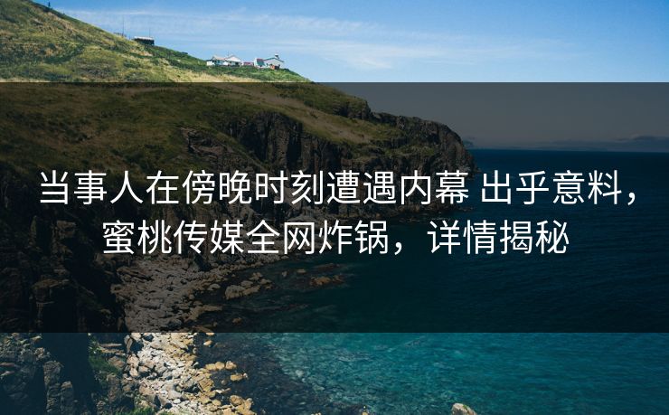 当事人在傍晚时刻遭遇内幕 出乎意料，蜜桃传媒全网炸锅，详情揭秘