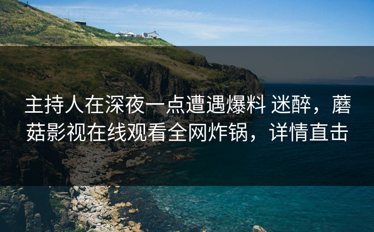 主持人在深夜一点遭遇爆料 迷醉,蘑菇影视在线观看全网炸锅,详情直击
