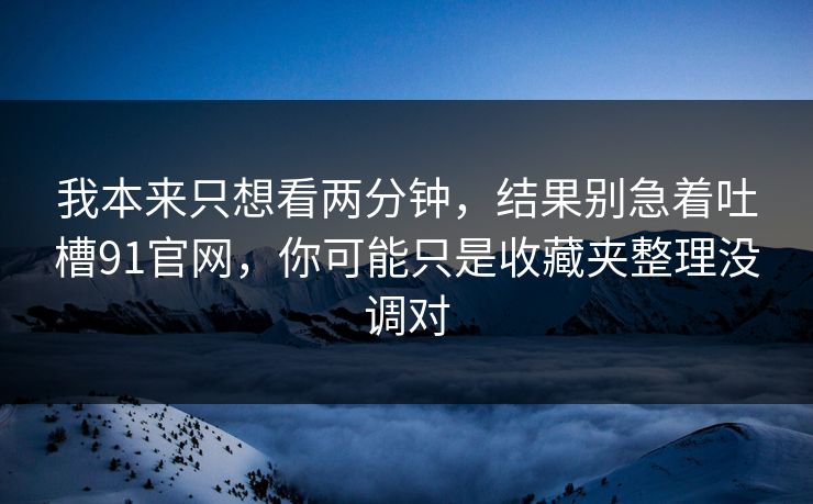 我本来只想看两分钟,结果别急着吐槽91官网,你可能只是收藏夹整理没调对